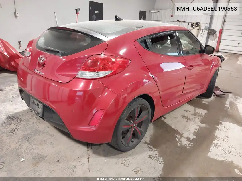 2014 Hyundai Veloster Base W/Red VIN: KMHTC6AD6EU190553 Lot: 45353753