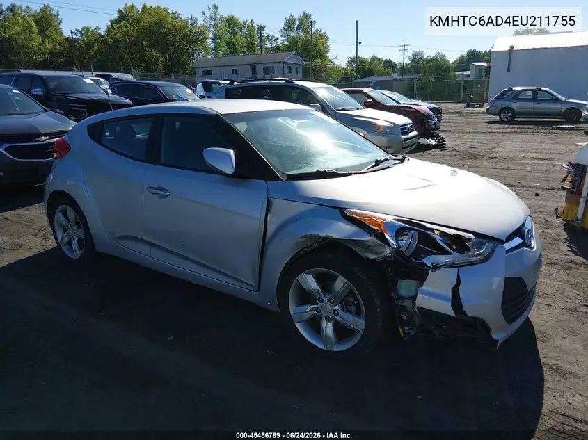 2014 Hyundai Veloster Base W/Black VIN: KMHTC6AD4EU211755 Lot: 45456789