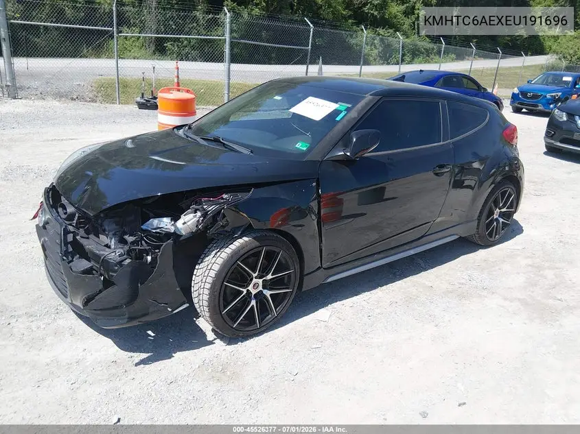 2014 Hyundai Veloster Turbo W/Black VIN: KMHTC6AEXEU191696 Lot: 45526377