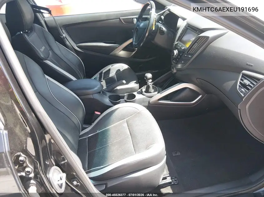 2014 Hyundai Veloster Turbo W/Black VIN: KMHTC6AEXEU191696 Lot: 45526377