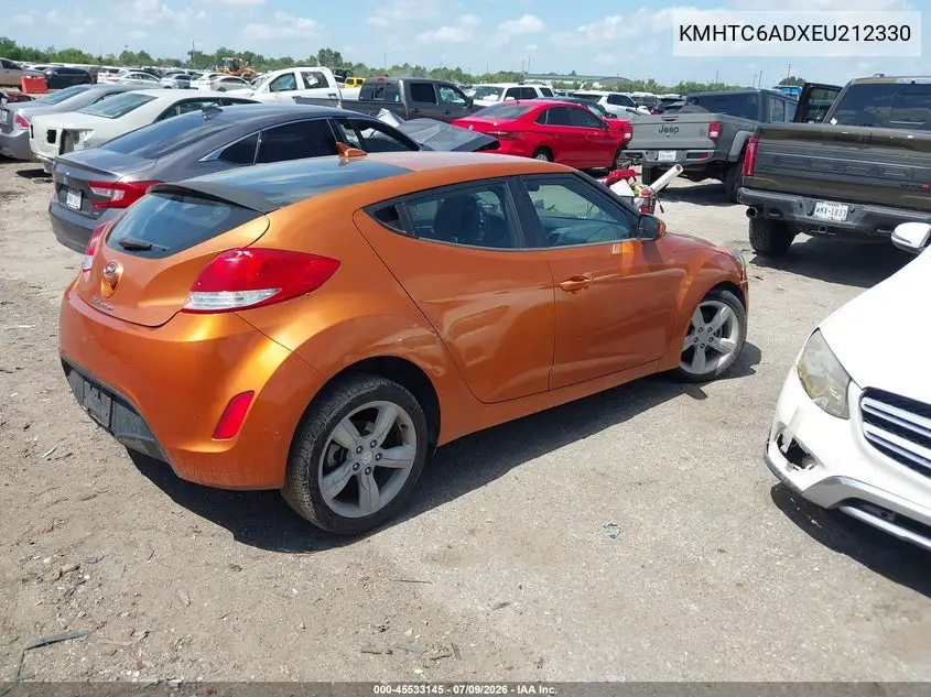 2014 Hyundai Veloster Base W/Black VIN: KMHTC6ADXEU212330 Lot: 45533145