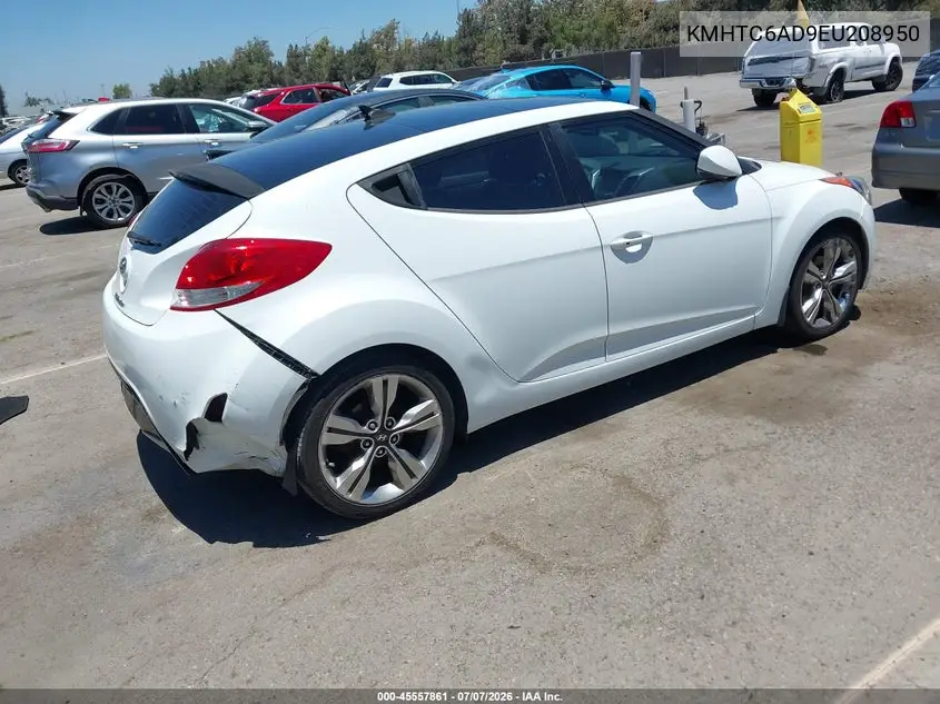 2014 Hyundai Veloster Base W/Black VIN: KMHTC6AD9EU208950 Lot: 45557861