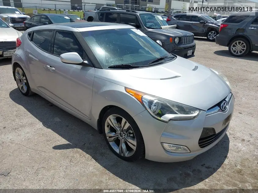 2014 Hyundai Veloster Base W/Black VIN: KMHTC6AD5EU189118 Lot: 45577569