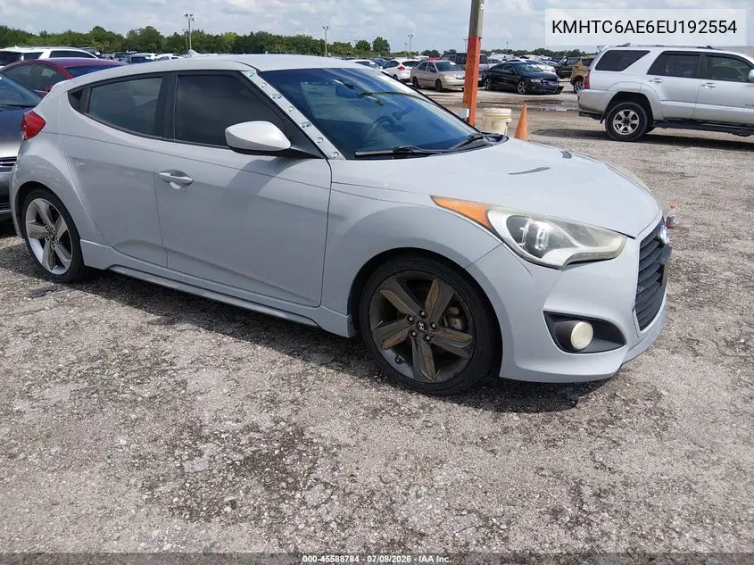 2014 Hyundai Veloster Turbo R-Spec VIN: KMHTC6AE6EU192554 Lot: 45588784