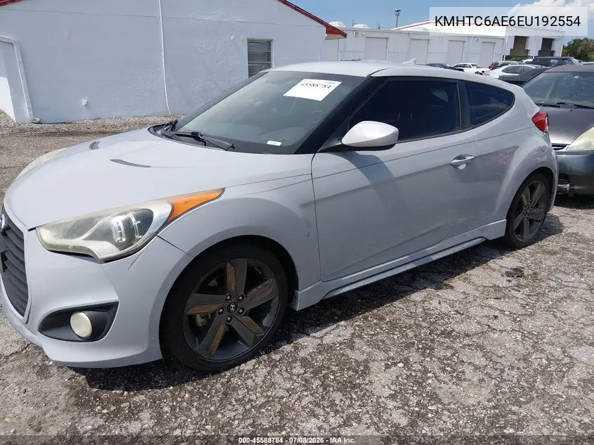 2014 Hyundai Veloster Turbo R-Spec VIN: KMHTC6AE6EU192554 Lot: 45588784
