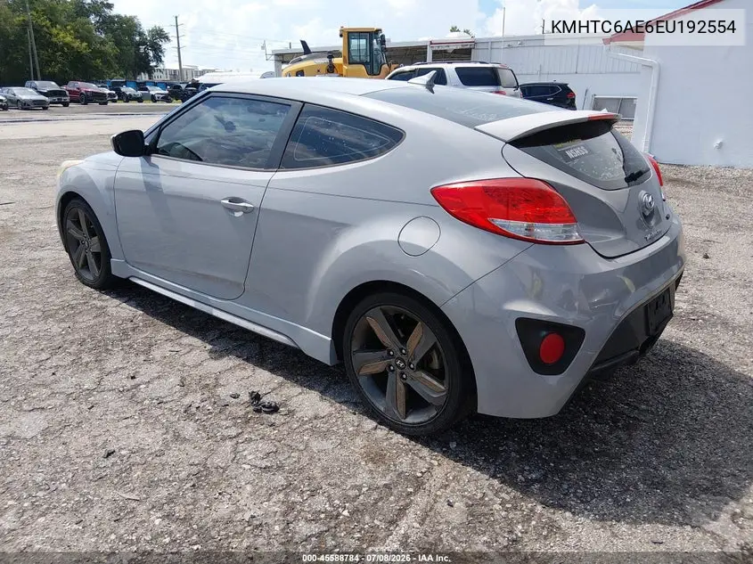 2014 Hyundai Veloster Turbo R-Spec VIN: KMHTC6AE6EU192554 Lot: 45588784