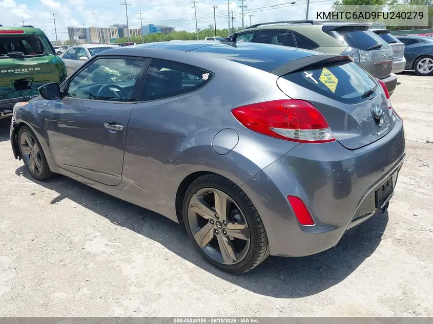 2015 Hyundai Veloster VIN: KMHTC6AD9FU240279 Lot: 45328105