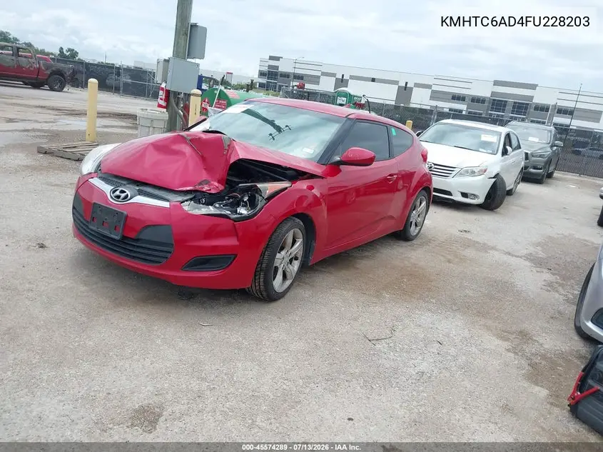 2015 Hyundai Veloster VIN: KMHTC6AD4FU228203 Lot: 45574289