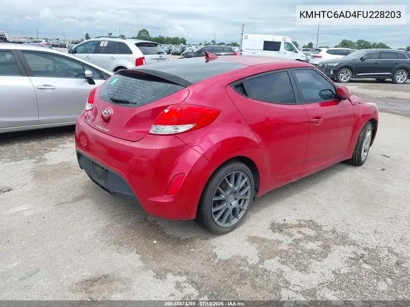 2015 Hyundai Veloster VIN: KMHTC6AD4FU228203 Lot: 45574289