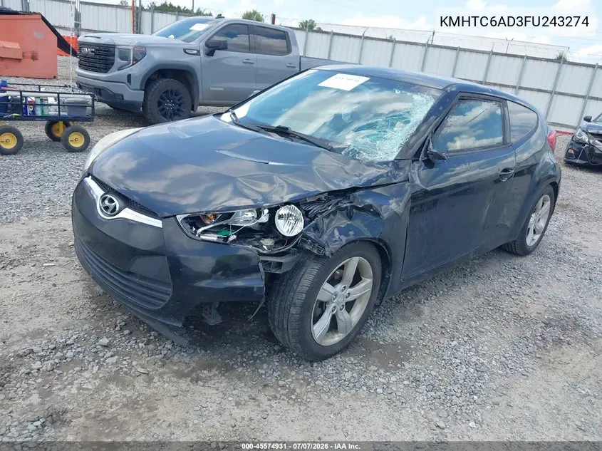 2015 Hyundai Veloster VIN: KMHTC6AD3FU243274 Lot: 45574931