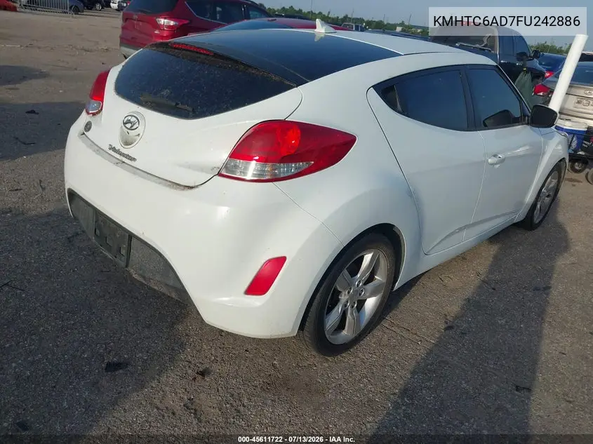 2015 Hyundai Veloster VIN: KMHTC6AD7FU242886 Lot: 45611722