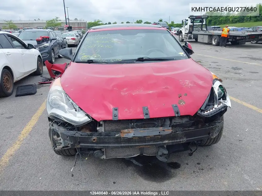 2016 Hyundai Veloster Turbo VIN: KMHTC6AE4GU277640 Lot: 12640040x