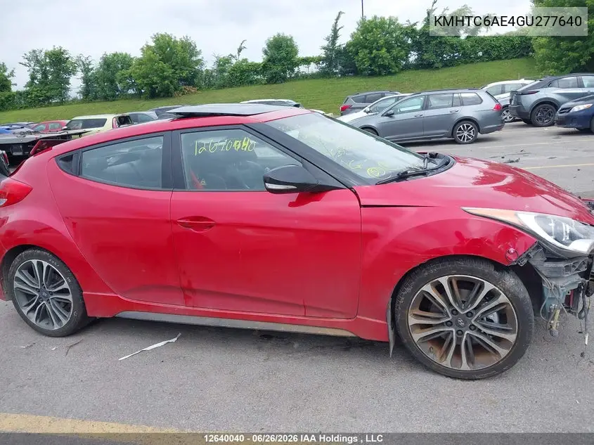 2016 Hyundai Veloster Turbo VIN: KMHTC6AE4GU277640 Lot: 12640040x