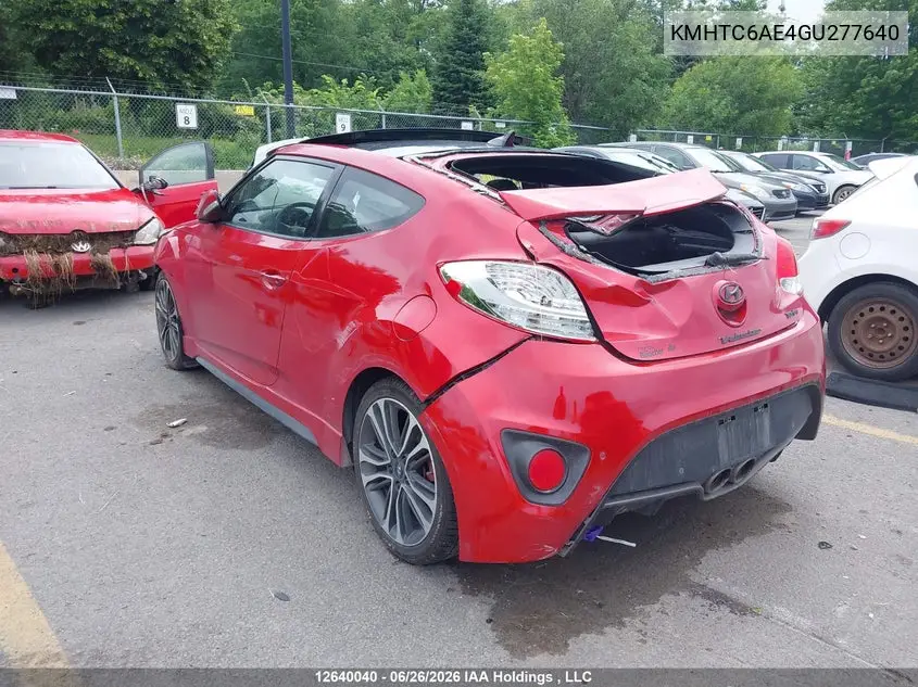2016 Hyundai Veloster Turbo VIN: KMHTC6AE4GU277640 Lot: 12640040x