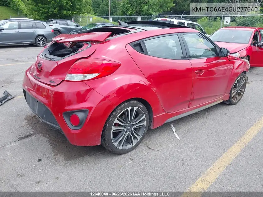 2016 Hyundai Veloster Turbo VIN: KMHTC6AE4GU277640 Lot: 12640040x