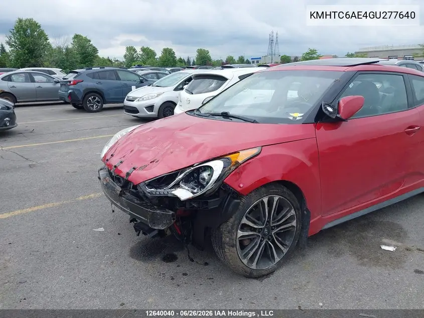 2016 Hyundai Veloster Turbo VIN: KMHTC6AE4GU277640 Lot: 12640040x