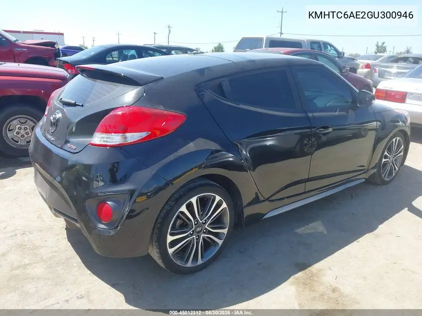 2016 Hyundai Veloster Turbo VIN: KMHTC6AE2GU300946 Lot: 45012312