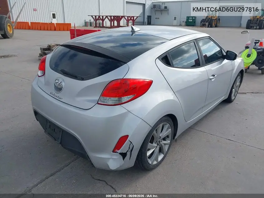 2016 Hyundai Veloster VIN: KMHTC6AD6GU297816 Lot: 45334716