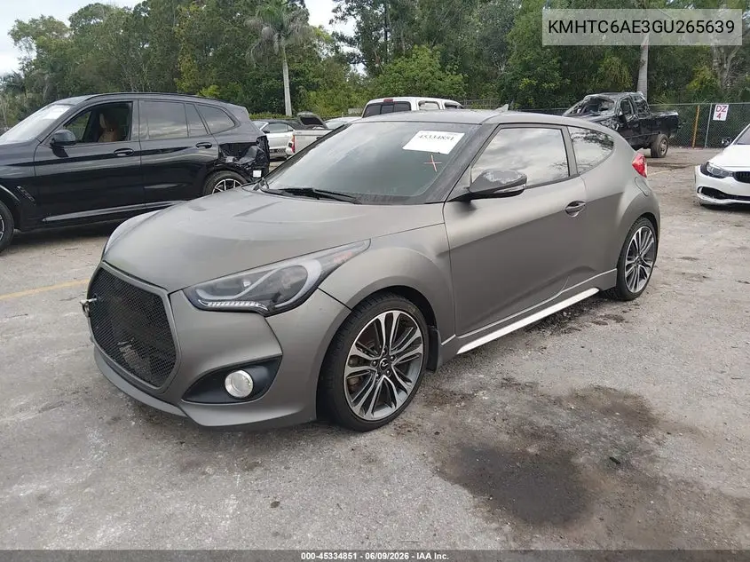 2016 Hyundai Veloster Turbo VIN: KMHTC6AE3GU265639 Lot: 45334851