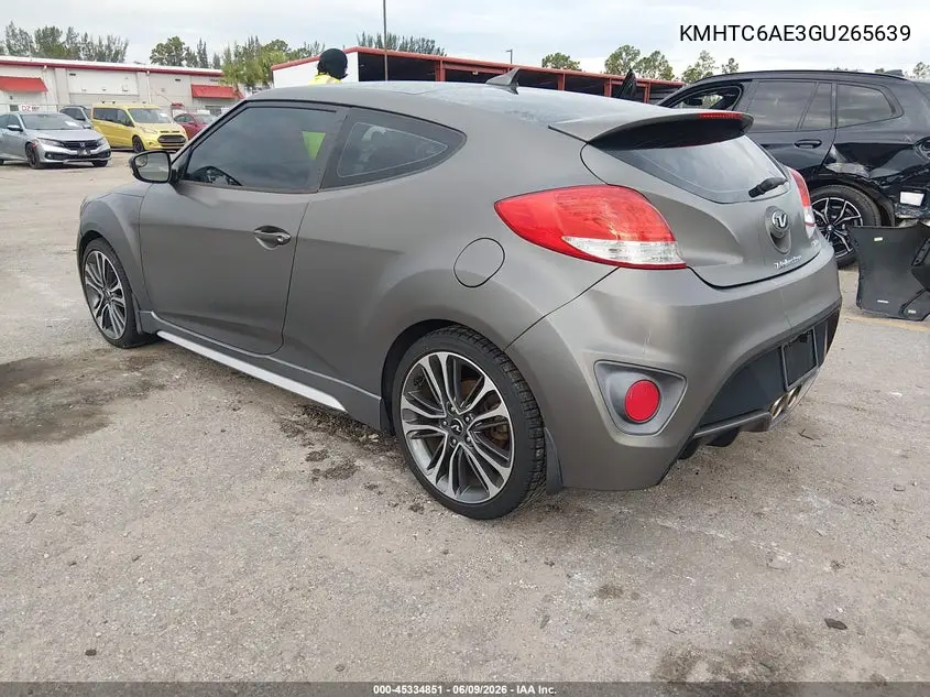 2016 Hyundai Veloster Turbo VIN: KMHTC6AE3GU265639 Lot: 45334851