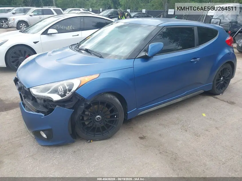 2016 Hyundai Veloster Turbo Rally Edition VIN: KMHTC6AE5GU264511 Lot: 45436208