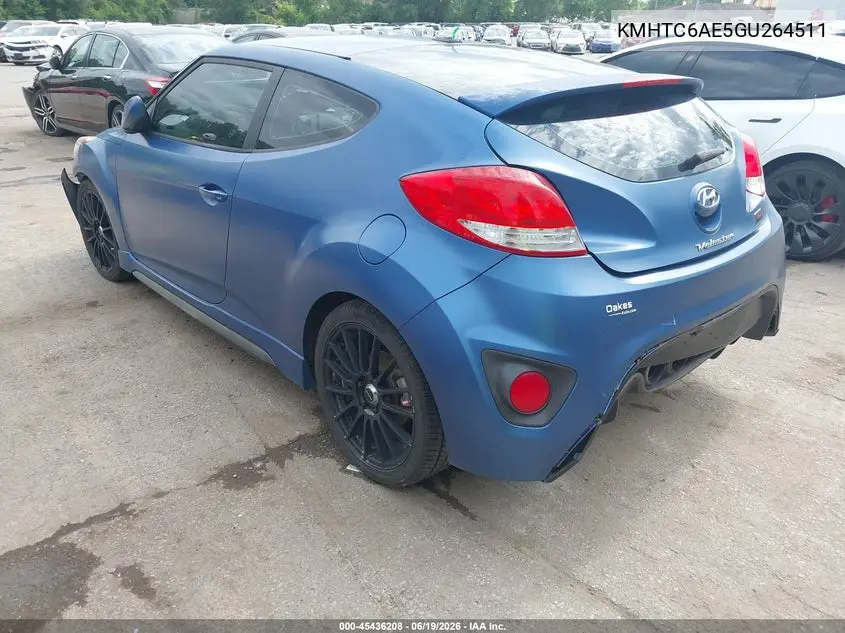 2016 Hyundai Veloster Turbo Rally Edition VIN: KMHTC6AE5GU264511 Lot: 45436208
