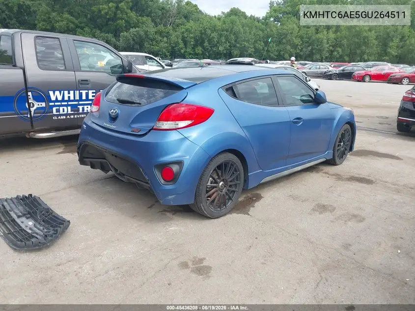 2016 Hyundai Veloster Turbo Rally Edition VIN: KMHTC6AE5GU264511 Lot: 45436208