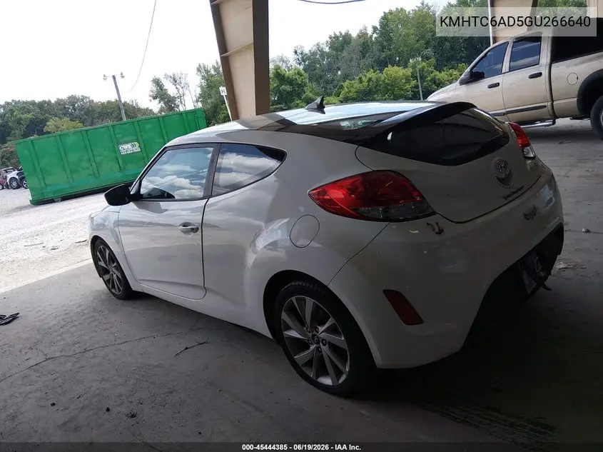 2016 Hyundai Veloster VIN: KMHTC6AD5GU266640 Lot: 45444385