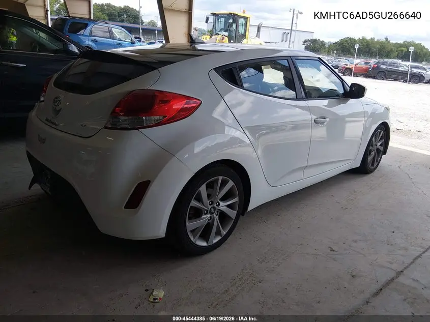 2016 Hyundai Veloster VIN: KMHTC6AD5GU266640 Lot: 45444385