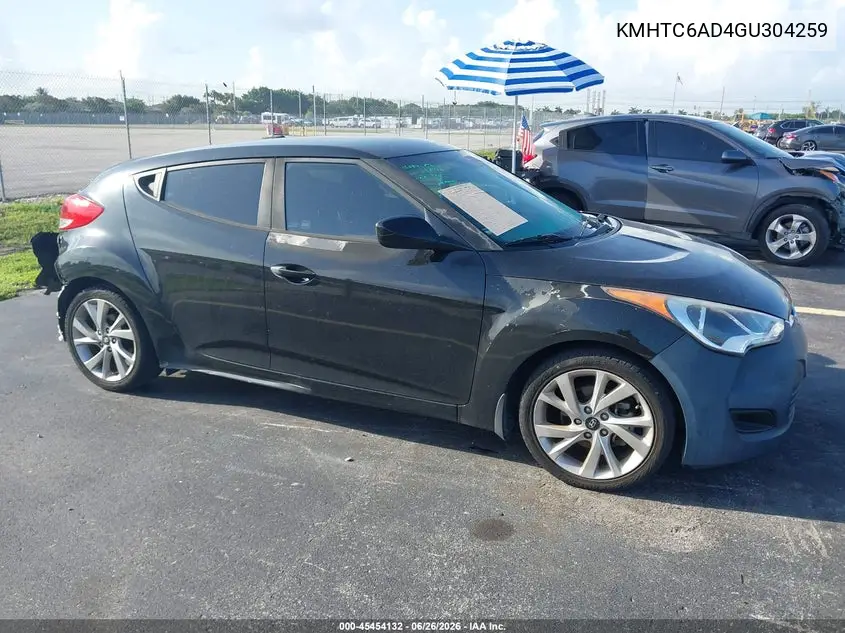 2016 Hyundai Veloster VIN: KMHTC6AD4GU304259 Lot: 45454132