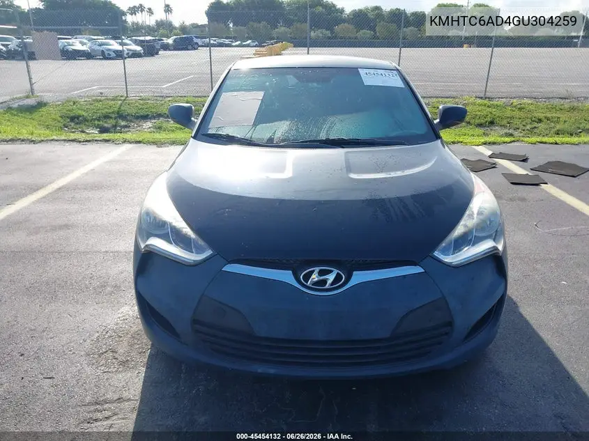 2016 Hyundai Veloster VIN: KMHTC6AD4GU304259 Lot: 45454132