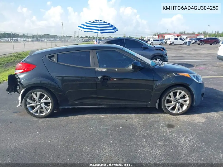 2016 Hyundai Veloster VIN: KMHTC6AD4GU304259 Lot: 45454132