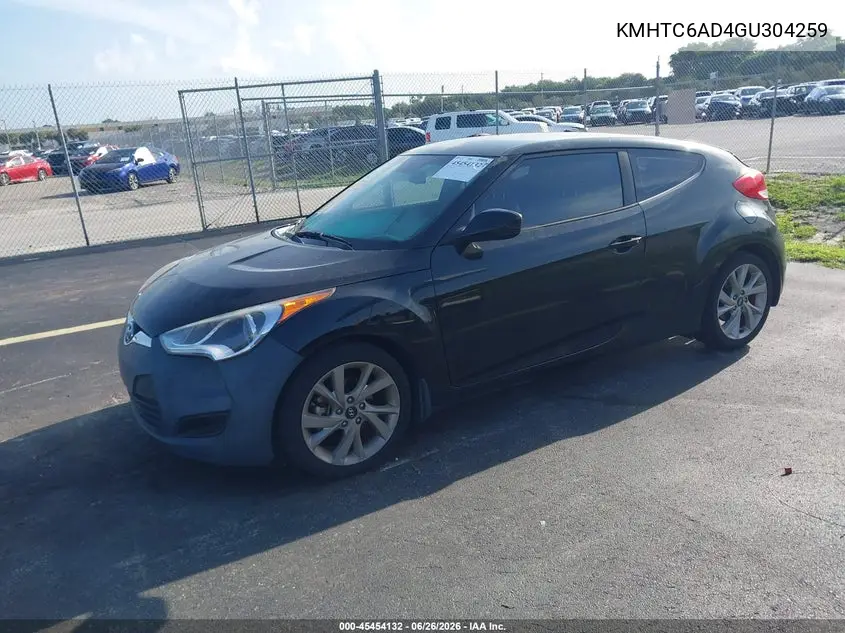 2016 Hyundai Veloster VIN: KMHTC6AD4GU304259 Lot: 45454132