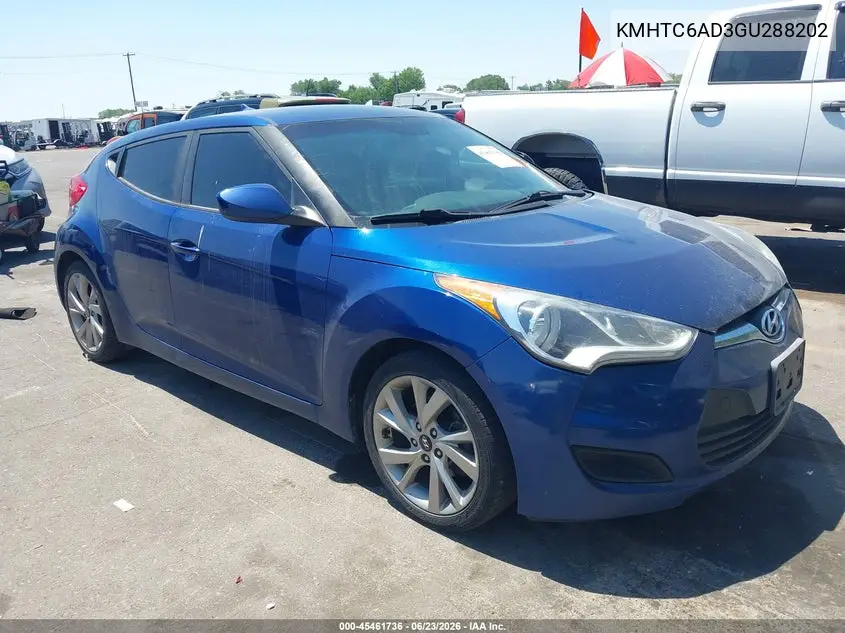 2016 Hyundai Veloster VIN: KMHTC6AD3GU288202 Lot: 45461736