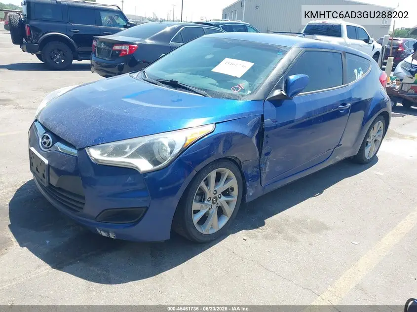 2016 Hyundai Veloster VIN: KMHTC6AD3GU288202 Lot: 45461736