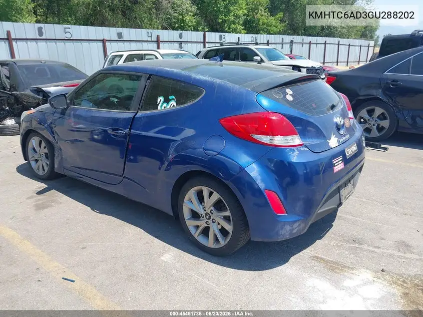 2016 Hyundai Veloster VIN: KMHTC6AD3GU288202 Lot: 45461736