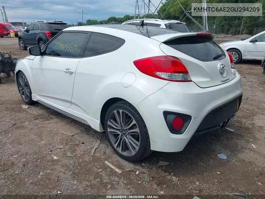 2016 Hyundai Veloster Turbo VIN: KMHTC6AE2GU294209 Lot: 45469330