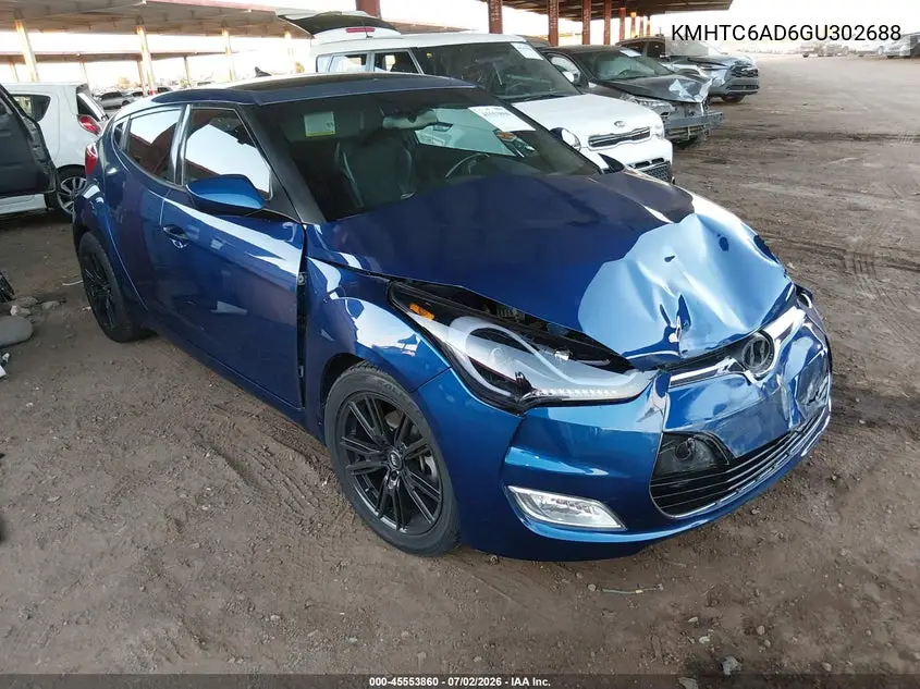 2016 Hyundai Veloster VIN: KMHTC6AD6GU302688 Lot: 45553860