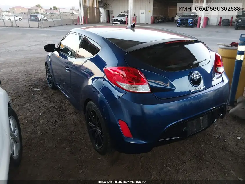2016 Hyundai Veloster VIN: KMHTC6AD6GU302688 Lot: 45553860