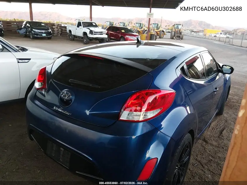 2016 Hyundai Veloster VIN: KMHTC6AD6GU302688 Lot: 45553860