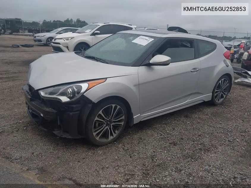 2016 Hyundai Veloster Turbo VIN: KMHTC6AE6GU252853 Lot: 45555061