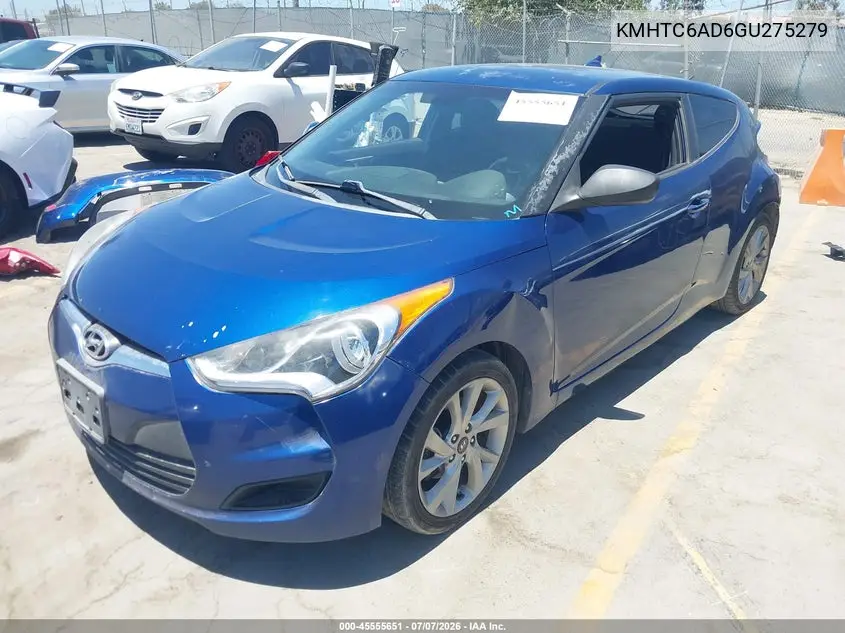 2016 Hyundai Veloster VIN: KMHTC6AD6GU275279 Lot: 45555651