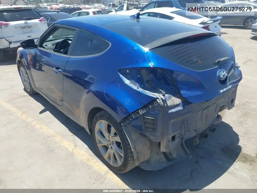 2016 Hyundai Veloster VIN: KMHTC6AD6GU275279 Lot: 45555651
