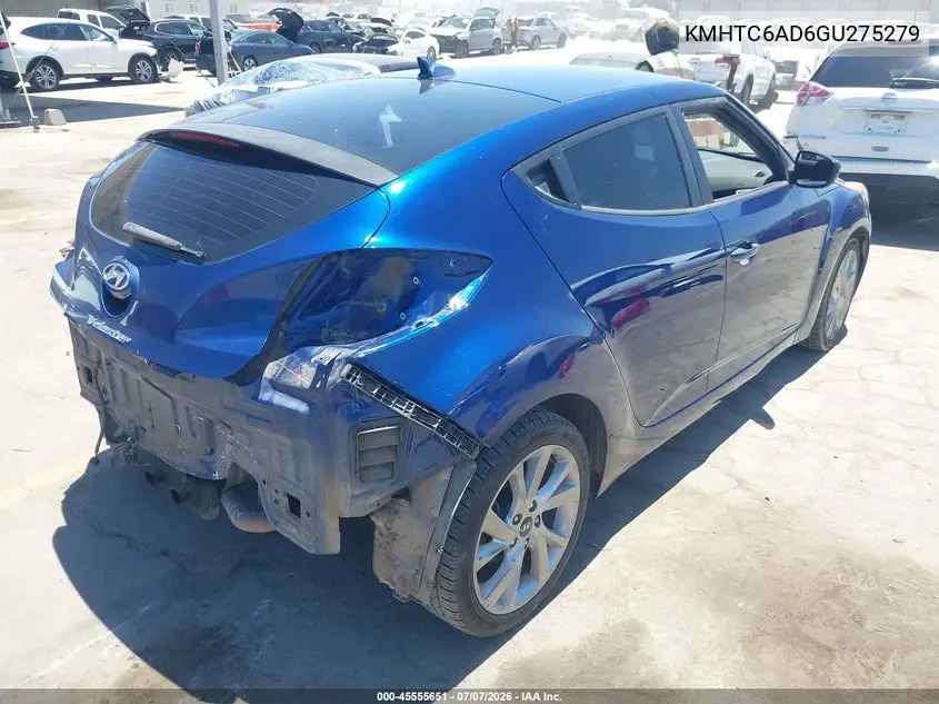 2016 Hyundai Veloster VIN: KMHTC6AD6GU275279 Lot: 45555651