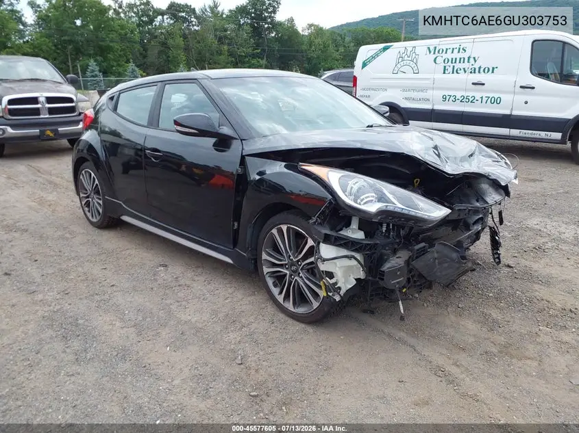 2016 Hyundai Veloster Turbo VIN: KMHTC6AE6GU303753 Lot: 45577605
