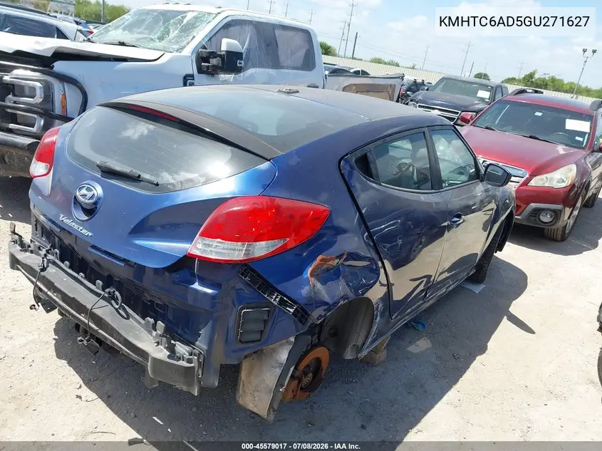 2016 Hyundai Veloster VIN: KMHTC6AD5GU271627 Lot: 45579017