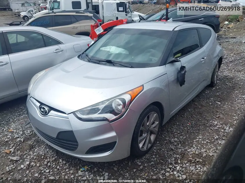 2016 Hyundai Veloster VIN: KMHTC6AD6GU269918 Lot: 45592686