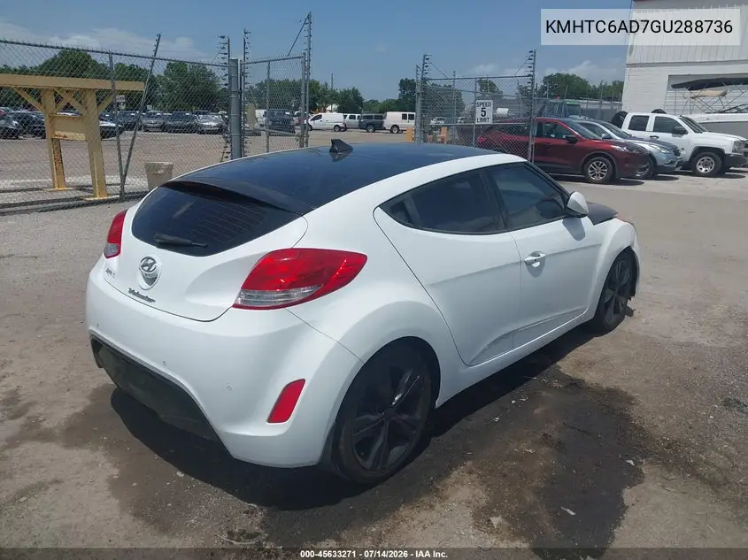 2016 Hyundai Veloster VIN: KMHTC6AD7GU288736 Lot: 45633271