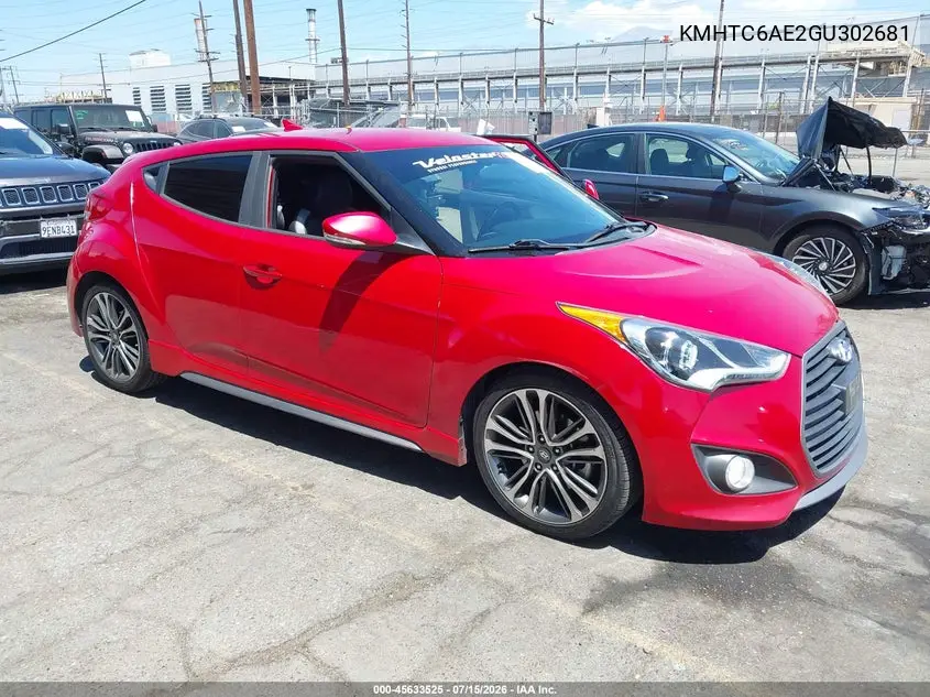2016 Hyundai Veloster Turbo VIN: KMHTC6AE2GU302681 Lot: 45633525