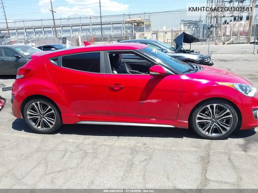 2016 Hyundai Veloster Turbo VIN: KMHTC6AE2GU302681 Lot: 45633525
